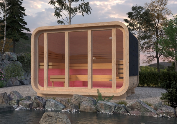 Quadratische Gartensauna LED